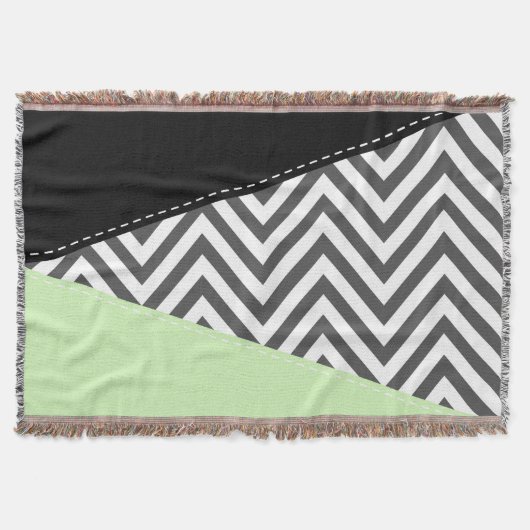 Gray Zigzag, grau Zickzack, Zigzag Muster, Minze Decke (Vorderseite)