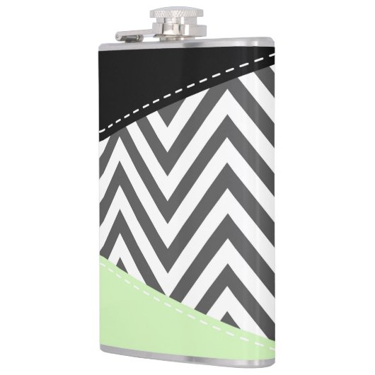 Gray Zigzag, grau Zickzack, Zigzag Muster, Minze Flachmann (Links)