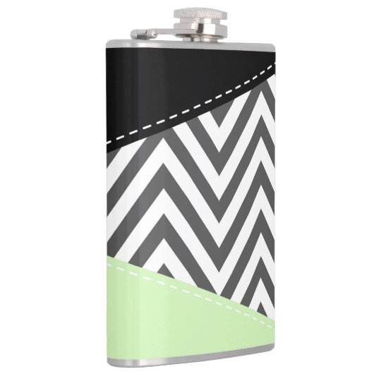 Gray Zigzag, grau Zickzack, Zigzag Muster, Minze Flachmann (Rechts)