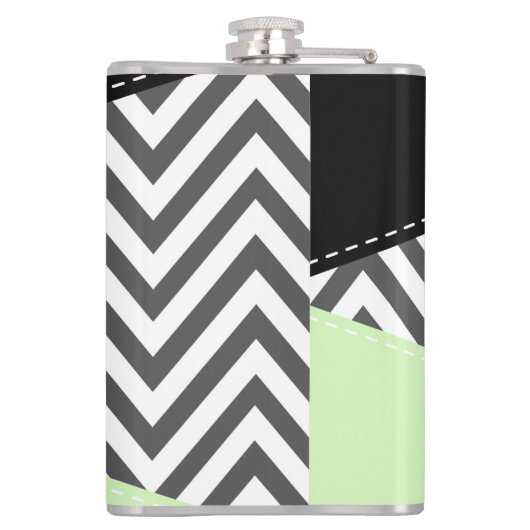 Gray Zigzag, grau Zickzack, Zigzag Muster, Minze Flachmann (Rückseite)