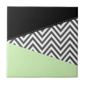 Gray Zigzag, grau Zickzack, Zigzag Muster, Minze Fliese (Vorderseite)