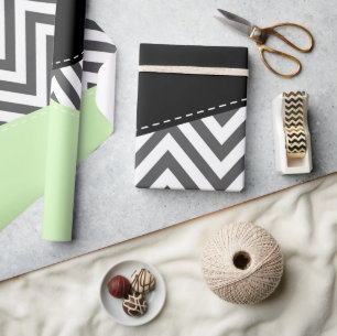Gray Zigzag, grau Zickzack, Zigzag Muster, Minze Geschenkpapier