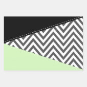 Gray Zigzag, grau Zickzack, Zigzag Muster, Minze Geschenkpapier Set (Vorderseite 3)