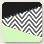 Gray Zigzag, grau Zickzack, Zigzag Muster, Minze Getränkeuntersetzer (Vorderseite)