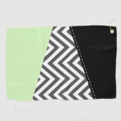 Gray Zigzag, grau Zickzack, Zigzag Muster, Minze Golfhandtuch (Horizontal)