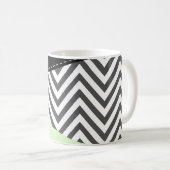 Gray Zigzag, grau Zickzack, Zigzag Muster, Minze Kaffeetasse (VorderseiteRechts)
