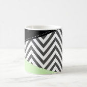 Gray Zigzag, grau Zickzack, Zigzag Muster, Minze Kaffeetasse (Mittel)