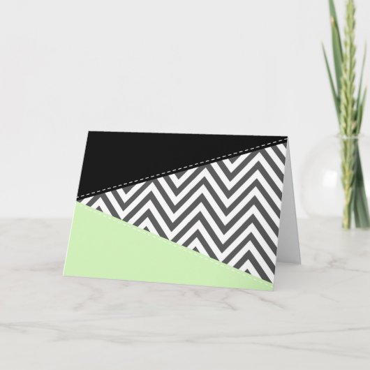 Gray Zigzag, grau Zickzack, Zigzag Muster, Minze Karte (Vorderseite)