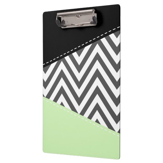 Gray Zigzag, grau Zickzack, Zigzag Muster, Minze Klemmbrett (Links)