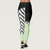 Gray Zigzag, grau Zickzack, Zigzag Muster, Minze Leggings (Rückseite)