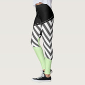 Gray Zigzag, grau Zickzack, Zigzag Muster, Minze Leggings (Links)