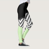Gray Zigzag, grau Zickzack, Zigzag Muster, Minze Leggings (Rechts)