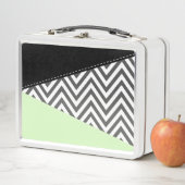 Gray Zigzag, grau Zickzack, Zigzag Muster, Minze Metall Brotdose (Beispiel)