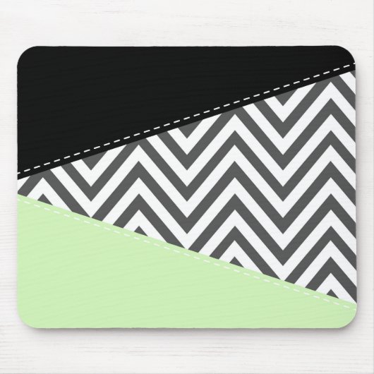 Gray Zigzag, grau Zickzack, Zigzag Muster, Minze Mousepad (Vorne)