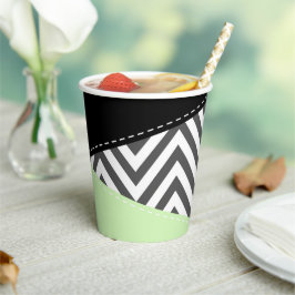 Gray Zigzag, grau Zickzack, Zigzag Muster, Minze Pappbecher