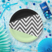 Gray Zigzag, grau Zickzack, Zigzag Muster, Minze Pappteller (Party)
