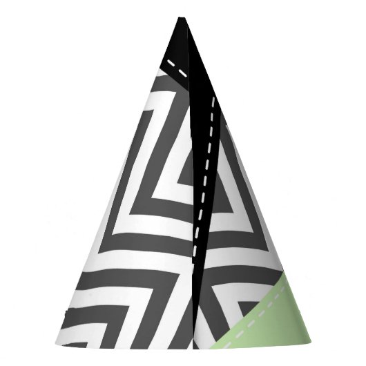 Gray Zigzag, grau Zickzack, Zigzag Muster, Minze Partyhütchen (Rückseite)