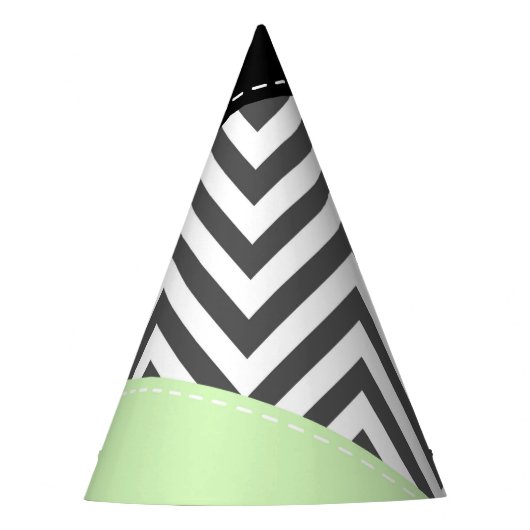 Gray Zigzag, grau Zickzack, Zigzag Muster, Minze Partyhütchen (Vorderseite)