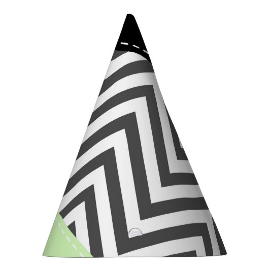Gray Zigzag, grau Zickzack, Zigzag Muster, Minze Partyhütchen (Rechts)