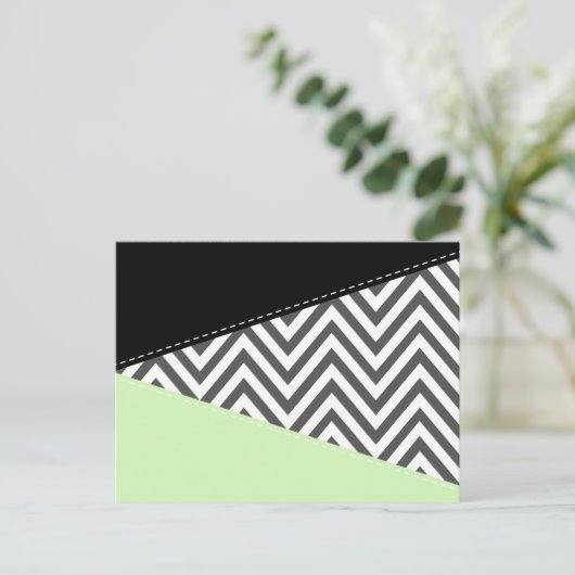 Gray Zigzag, grau Zickzack, Zigzag Muster, Minze Postkarte (Stehend Vorderseite)