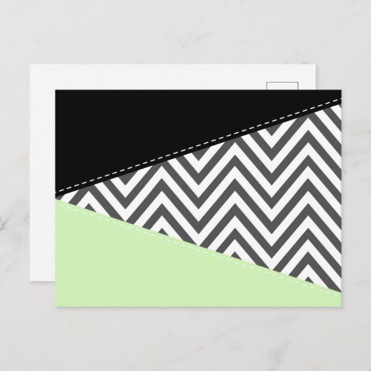 Gray Zigzag, grau Zickzack, Zigzag Muster, Minze Postkarte (Vorne/Hinten)