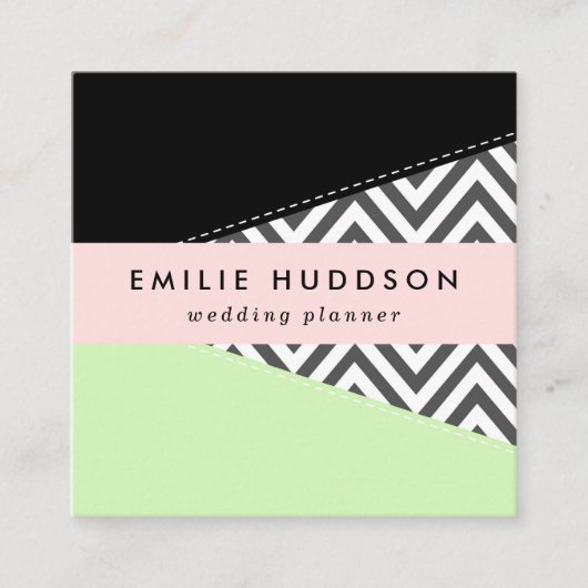 Gray Zigzag, grau Zickzack, Zigzag Muster, Minze Quadratische Visitenkarte (Vorderseite)