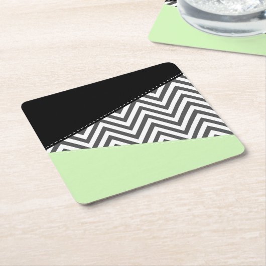 Gray Zigzag, grau Zickzack, Zigzag Muster, Minze Rechteckiger Pappuntersetzer (angewinkelt)