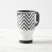Gray Zigzag, grau Zickzack, Zigzag Muster, Minze Reisebecher (VorderseiteRechts)