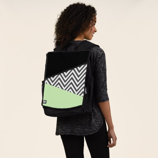 Gray Zigzag, grau Zickzack, Zigzag Muster, Minze Rucksack (Ausgewaschen)