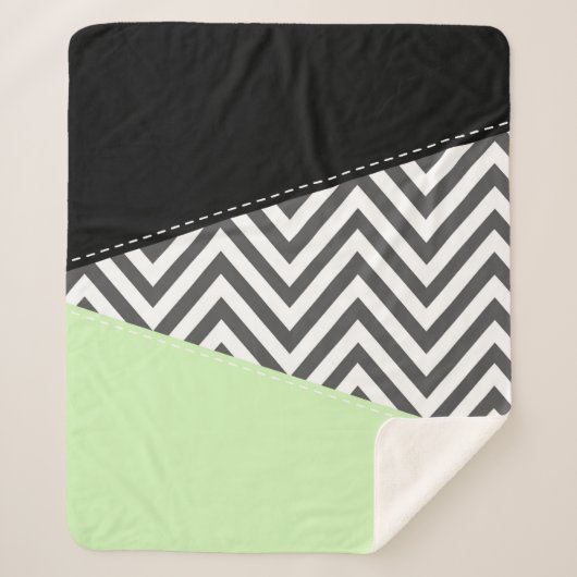 Gray Zigzag, grau Zickzack, Zigzag Muster, Minze Sherpadecke (Vorderseite)