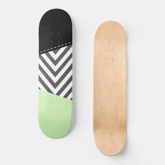 Gray Zigzag, grau Zickzack, Zigzag Muster, Minze Skateboard (Vorderseite)