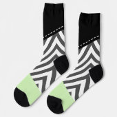 Gray Zigzag, grau Zickzack, Zigzag Muster, Minze Socken (Linkes Detail)