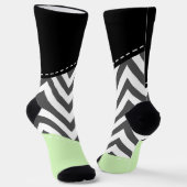 Gray Zigzag, grau Zickzack, Zigzag Muster, Minze Socken (Gewinkelt)