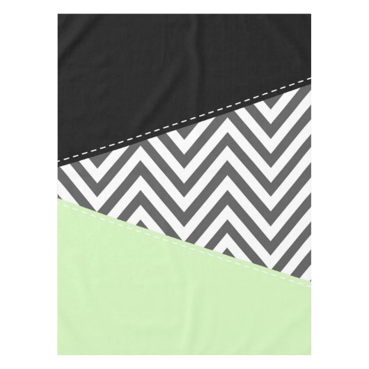 Gray Zigzag, grau Zickzack, Zigzag Muster, Minze Tischdecke (Vorderseite)