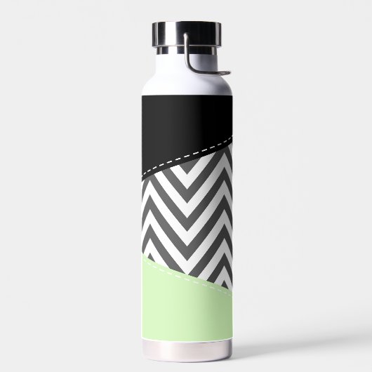 Gray Zigzag, grau Zickzack, Zigzag Muster, Minze Trinkflasche (Links)