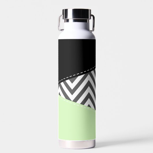 Gray Zigzag, grau Zickzack, Zigzag Muster, Minze Trinkflasche (Vorne)