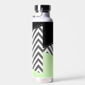 Gray Zigzag, grau Zickzack, Zigzag Muster, Minze Trinkflasche (Rechts)