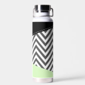 Gray Zigzag, grau Zickzack, Zigzag Muster, Minze Trinkflasche (Rückseite)