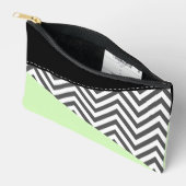Gray Zigzag, grau Zickzack, Zigzag Muster, Minze Zubehörtasche (Offen)