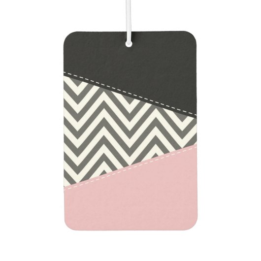 Gray Zigzag, Gray Chevron, Zigzag Pattern, Pink Autolufterfrischer (Vorderseite)