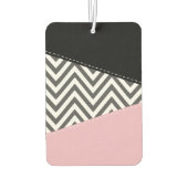 Gray Zigzag, Gray Chevron, Zigzag Pattern, Pink Autolufterfrischer (Rückseite)
