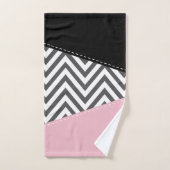 Gray Zigzag, Gray Chevron, Zigzag Pattern, Pink Badhandtuch Set (Handtuch)
