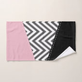 Gray Zigzag, Gray Chevron, Zigzag Pattern, Pink Badhandtuch Set (Handtuch)