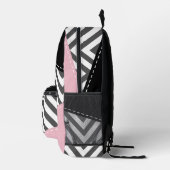Gray Zigzag, Gray Chevron, Zigzag Pattern, Pink Bedruckter Rucksack (Rechts)