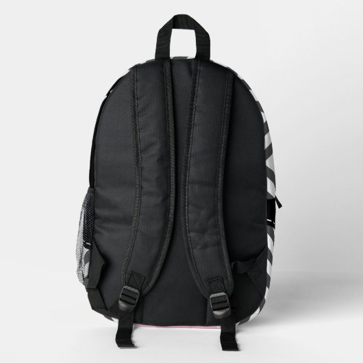 Gray Zigzag, Gray Chevron, Zigzag Pattern, Pink Bedruckter Rucksack (Rückseite)