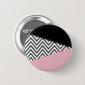 Gray Zigzag, Gray Chevron, Zigzag Pattern, Pink Button (Vorne & Hinten)