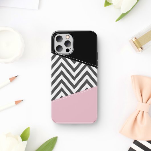 Gray Zigzag, Gray Chevron, Zigzag Pattern, Pink Case-Mate iPhone Hülle