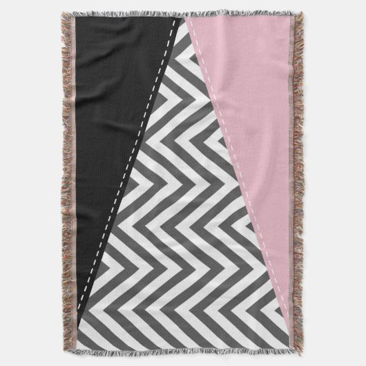 Gray Zigzag, Gray Chevron, Zigzag Pattern, Pink Decke (Vorderseite Vertikal)
