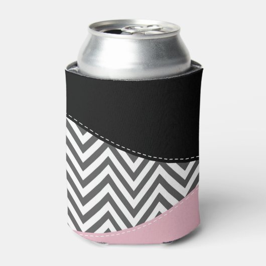 Gray Zigzag, Gray Chevron, Zigzag Pattern, Pink Dosenkühler (Kanne Vorderseite)