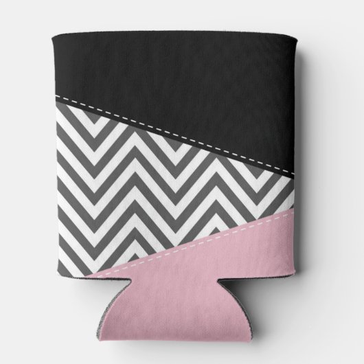 Gray Zigzag, Gray Chevron, Zigzag Pattern, Pink Dosenkühler (Rückseite)